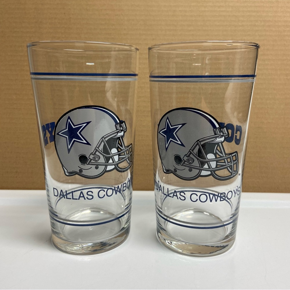 Vintage Dallas Cowboys NFL Libby 6 3/8” Drinking Glass Set of 2